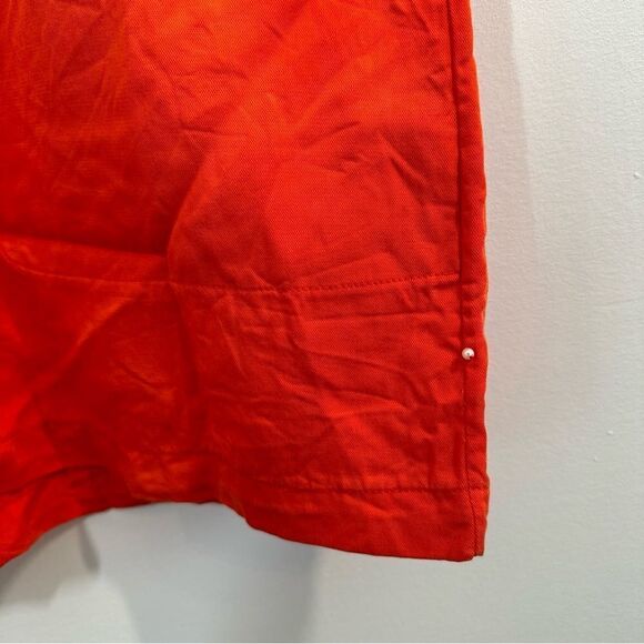 Pearl By Lela Rose Collared Tunic Shift Dress Tencel Linen Size Large Orange - Picture 3 of 9